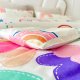 Lightweight Soft 3 Piece Rainbow Comforter Set with 2 Pillow Covers, Cartoon Love Hearts Flowers and Grass Bedding Set for Girls Boys Kids, Full Multi-Color