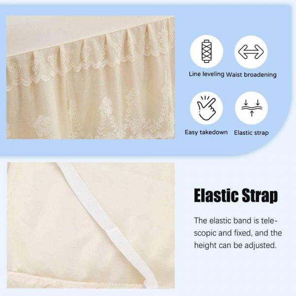 Double Lace Bed Skirt for Full Bed - 17in. Drop, Easy Fit Ruffle Bedskirt Wrap Around Bed Skirt, Anti Wrinkle & Fade Resistant