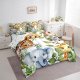 Animal Bedding Set for Kids Teens,Tiger Monkey Zebra Comforter Set Full Size,Elephant Giraffe (Comforter+Fitted+Flat Sheet+2 Pillowcases+2 Throw Pillow Covers) 7 Pieces Bed Set