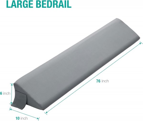 Wedge Pillow for Headboard Gap/Bed Mattress Gap Filler Wedge,Bed Gap Filler Close Gap (0-6"),Stop Pillow Falling Down-Gray(76"x10"x6")