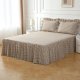 Silnuo Taupe/White Plaid Bed Skirt Washed Cotton Vintage Gingham Checkered Dust Ruffle Queen Size 18" Bedding (1 Bed Skirt Only)