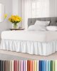 Wrap Around Dust Ruffle Bed Skirt - White - for Queen Size Beds with 12 Inch Drop - Easy Fit Elastic Strap - Adjustable Pleated Bedskirt w/Brushed Fabric - Wrinkle Free - for Women, Men, Kids & Teens
