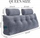 Wedge Headboard Pillow Queen- Bed Wedge Pillow for Headboard Triangular Headboard Pillow with Neck Roll Pillow-Large Bolster for Sitting in Bed Backrest Positioning Support (Grey,59x8x20 Inches)