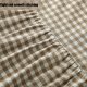 Silnuo Taupe/White Plaid Bed Skirt Washed Cotton Vintage Gingham Checkered Dust Ruffle Queen Size 18" Bedding (1 Bed Skirt Only)