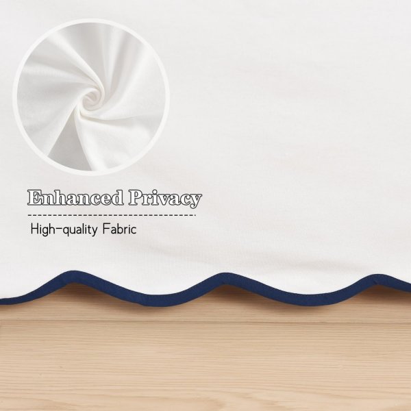 HIG Off White Chic Queen Bed Skirt - Easy Fit Scallop Edge Pleated Bedskirts, 14 Inch Drop Anti-Slip Dust Ruffle, Thick Fabric for Enhanced Privacy, Pre-Washed for Long-Lasting Use