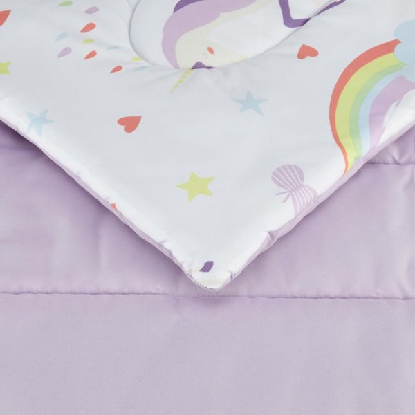 Basics 5-Piece Soft, Easy-Wash Microfiber Kid's Bed-in-a-Bag Bedding Set with Sheet and Comforter, Twin, Unicorn Print