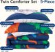 Kid Twin Comforter Set 5 Piece Dinosaur Bedding Set for Boys Girls Super Soft Microfiber Bed in a Bag with Comforter Sheets Pillowcase Sham