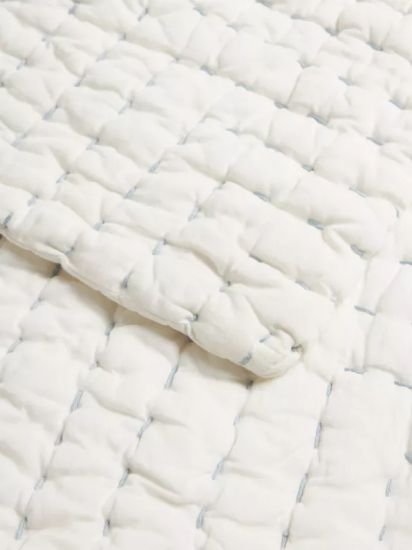 Polka Dot Voile Quilted Bedspread, White