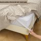 Silnuo Taupe/White Plaid Bed Skirt Washed Cotton Vintage Gingham Checkered Dust Ruffle Queen Size 18" Bedding (1 Bed Skirt Only)