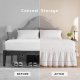 Wrap Around Ruffled Lace Bed Skirt, Elastic Dust Ruffle with Adjustable Belts, Easy to Put On, Bed Frame Cover, Machine Washable (Floral Lace/White, King/Queen-15 Drop)