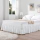  Full Size White Bed Skirt 15 Inch Drop, Wrap Around Elastic Bed Skirts Full Size Dust Ruffle, Bedskirt for Adjustable Bed Base Solid Wrinkle and Fade Resistant Silky Fabric Machine Washable