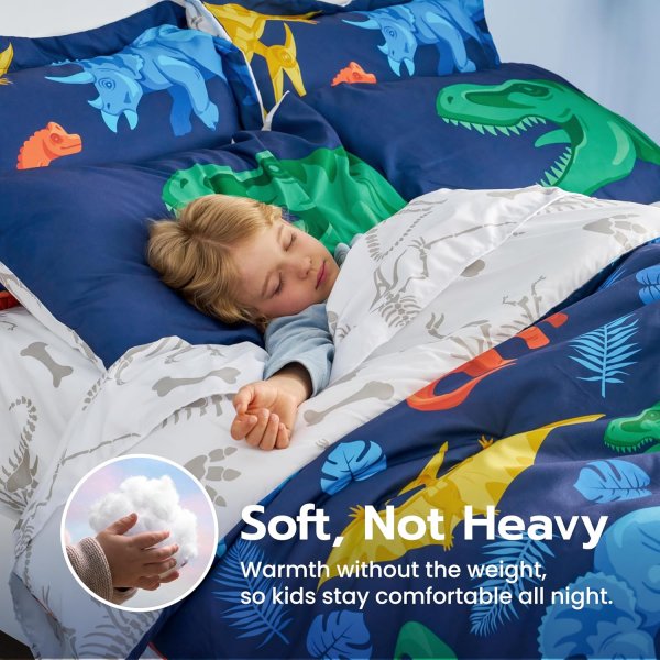 Kid Twin Comforter Set 5 Piece Dinosaur Bedding Set for Boys Girls Super Soft Microfiber Bed in a Bag with Comforter Sheets Pillowcase Sham